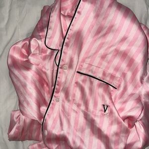 VS satin pink pj set